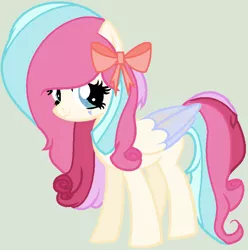 Size: 726x733 | Tagged: safe, artist:saramanda101, derpibooru import, oc, unofficial characters only, pegasus, pony, adoptable, adopted, bow, magical lesbian spawn, offspring, parent:coco pommel, parent:diamond rose, simple background, solo