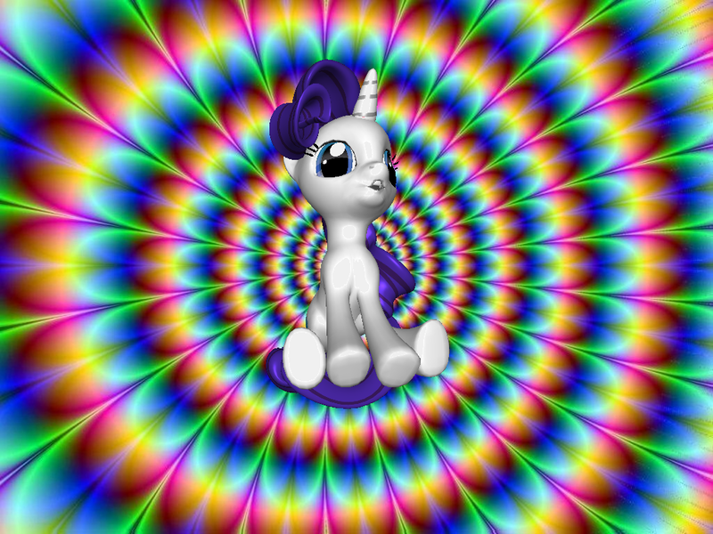 Size: 1024x768 | Tagged: safe, derpibooru import, rarity, pony, unicorn, 3d, :o, derp, female, high, mare, open mouth, optical illusion, pony creator 3d, ponylumen, seizure warning, sitting, smiling, solo, underhoof