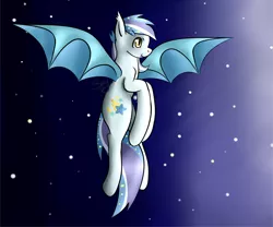 Size: 1950x1623 | Tagged: safe, artist:starshinefox, derpibooru import, oc, oc:star struck, unofficial characters only, bat pony, pony, anatomically incorrect, fangs, female, flying, incorrect leg anatomy, night, solo