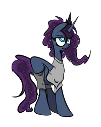 Size: 4000x5000 | Tagged: safe, artist:turtlefarminguy, derpibooru import, princess luna, bed mane, clothes, morning ponies, shorts, simple background, solo, t-shirt