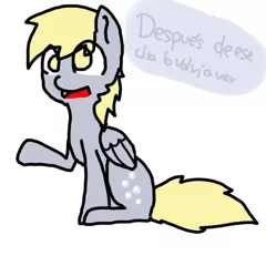 Size: 500x500 | Tagged: safe, artist:ask-derpyspanish, derpibooru import, derpy hooves, pegasus, pony, tumblr:ask-derpyspanish, female, mare, solo, spanish