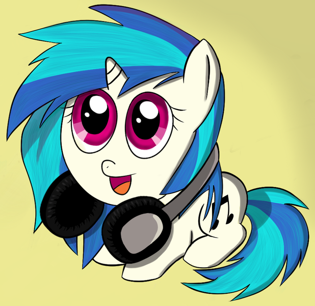 Size: 893x867 | Tagged: artist:ghiacciocubo, cute, derpibooru import, filly, safe, solo, vinyl scratch