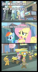 Size: 1012x1868 | Tagged: safe, derpibooru import, applejack, blueberry curls, bubblegum blossom, colton john, fluttershy, fortune favors, fruit pack, hinny of the hills, levon song, luckette, neigh sayer, pinkie pie, pinot noir, pronto, rainbow dash, rarity, ruby splash, shiraz, silver berry, strawberry ice, twilight sparkle, twilight sparkle (alicorn), alicorn, earth pony, pegasus, pony, unicorn, rarity takes manehattan, angry, background pony, billboard, bridleway, carriage, cats (musical), female, gus griswald, male, mane six, manehattan, mare, recess, song reference, stallion, taxi, taxi pony, wonderbolts poster