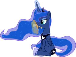 Size: 8528x6400 | Tagged: absurd resolution, artist:parclytaxel, derpibooru import, eating, food, magic, messy eating, pie, princess luna, safe, simple background, sitting, solo, .svg available, telekinesis, transparent background, vector