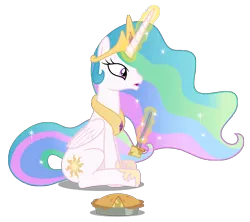 Size: 7012x6213 | Tagged: safe, artist:kiowa213, artist:parclytaxel, derpibooru import, princess celestia, pony, .ai available, .svg available, absurd resolution, apple, apple pie, eating, female, food, fork, magic, mare, pie, simple background, sitting, solo, telekinesis, transparent background, vector