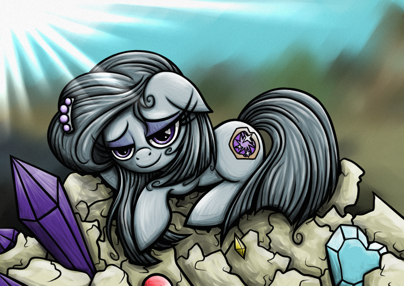 Size: 1754x1240 | Tagged: artist:rambopvp, crystal heart, derpibooru import, gem, marble pie, rock, safe, solo