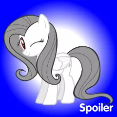 Size: 250x250 | Tagged: albino pony, artist:albinofluttershy, derpibooru import, fluttershy, oc, oc:albino fluttershy, safe, solo, spoiler, spoilered image joke, wink