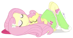 Size: 850x450 | Tagged: safe, artist:dm29, derpibooru import, fluttershy, equestria girls, cuddling, cute, duo, eyes closed, female, filly, filly fluttershy, human ponidox, image, julian yeo is trying to murder us, on back, png, pony pet, shyabetes, simple background, sleeping, smiling, snuggling, square crossover, transparent background, younger