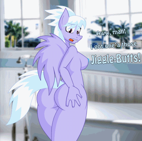 Size: 473x471 | Tagged: questionable, artist:lil miss jay, derpibooru import, cloudchaser, anthro, animated, ass, breasts, busty cloudchaser, butt grab, complete nudity, dialogue, female, foamy the squirrel, grope, hand on butt, jiggle, looking back, neurotically yours, nipples, nudity, sideboob, solo, solo female, technicolor nipples, the ass was fat
