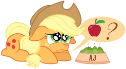 Size: 5465x3000 | Tagged: safe, artist:discorded, derpibooru import, applejack, .ai available, absurd resolution, abuse, apple, hilarious in hindsight, jackabuse, pear, pictogram, prone, simple background, solo, that pony sure does hate pears, that pony sure does love apples, transparent background, vector