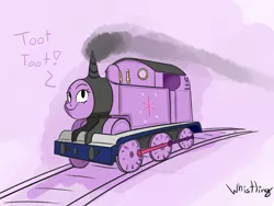 Size: 3200x2400 | Tagged: artist:whibbleton, crossover, derpibooru import, locomotive, palindrome get, safe, solo, thomas the tank engine, trainified, train ponies, twilight sparkle