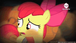 Size: 640x360 | Tagged: animated, apple bloom, derpibooru import, fire, fire swamp, flame geyser, hubble, hub logo, map, safe, screencap, solo, somepony to watch over me, spontaneous combustion, the hub