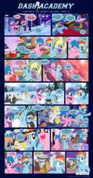 Size: 1248x2357 | Tagged: safe, artist:sorcerushorserus, derpibooru import, baby ribbs, brolly, derpy hooves, dumbbell, firefly, fluttershy, gilda, hoops, rainbow dash, rainbowshine, surprise, whitewash, oc, gryphon, pegasus, pony, comic:dash academy, argie ribbs, background pony, comic, dashfly, female, g1, g1 to g4, generation leap, implied lesbian, lesbian, male, mare, mare in the moon, moon, shipping, sled, snow, stallion