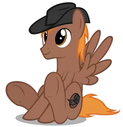 Size: 881x906 | Tagged: safe, artist:mrlolcats17, derpibooru import, oc, oc:calamity, unofficial characters only, pegasus, pony, fallout equestria, fanfic, brand, cute, fanfic art, hat, male, simple background, solo, stallion, transparent background, wings