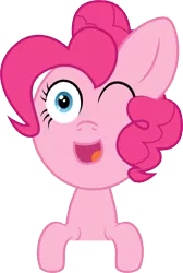 Size: 263x391 | Tagged: safe, artist:derpiluv, derpibooru import, pinkie pie, breaking the fourth wall, solo, wink