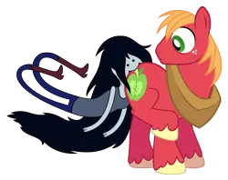 Size: 6315x5000 | Tagged: safe, artist:tzolkine, derpibooru import, big macintosh, earth pony, pony, absurd resolution, adventure time, biting, butt bite, crossover, male, marceline, nom, stallion