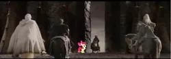 Size: 844x293 | Tagged: apple bloom, apple closet, aragorn, derpibooru import, exploitable meme, gandalf, lord of the rings, meme, mordor, safe