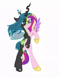 Size: 720x960 | Tagged: artist:colorpaletpony, changeling, character to character, derpibooru import, disguise, disguised changeling, fake cadance, princess cadance, queen chrysalis, safe, transformation