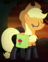 Size: 522x675 | Tagged: applejack, derpibooru import, eyes closed, fireproof boots, safe, screencap, solo, somepony to watch over me