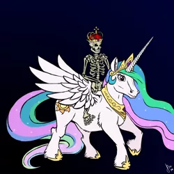 Size: 900x900 | Tagged: artist needed, derpibooru import, drawfag, king wiggy, oc, princess celestia, safe, skeleton, undead