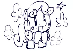 Size: 818x573 | Tagged: artist:wishdream, cute, derpibooru import, diasweetes, flash, monochrome, safe, sketch, solo, sweetie belle