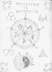 Size: 2407x3298 | Tagged: artist:mane-shaker, cutie mark, derpibooru import, elements of harmony, friendship is witchcraft, monochrome, safe, symbol, symbolism, traditional art, witchcraft