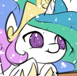 Size: 459x457 | Tagged: safe, artist:valcron, derpibooru import, princess celestia, cropped, cute, cutelestia, face of mercy, faic, juxtaposition bait, smiling, solo, sparkles, :t, twiface, weapons-grade cute