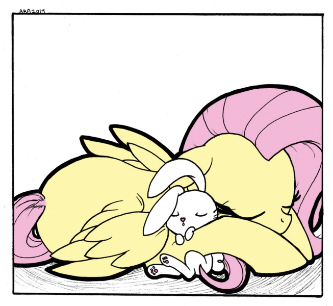 Size: 1089x1000 | Tagged: angel bunny, artist:abronyaccount, artist:venezolanbrony, colored, derpibooru import, edit, fluttershy, safe, sleeping