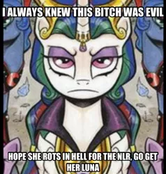 Size: 1494x1570 | Tagged: alternate universe, background pony strikes again, drama, idw, image macro, meme, new lunar republic, obvious troll, princess celestia, princess luna, reflections drama, safe, solo, spoiler:comic18, tyrant celestia, tyrant celestia bp, vulgar