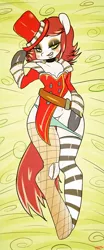 Size: 798x1920 | Tagged: artist:tesuai, bedroom eyes, blushing, body pillow, body pillow design, borderlands, clothes, collar, cosplay, derpibooru import, eyeshadow, featureless crotch, female, hat, latex, mad moxxi, makeup, oc, panties, solo, solo female, stockings, suggestive, tiarawhy, underwear, unofficial characters only