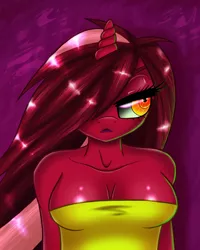 Size: 2362x2953 | Tagged: anthro, anthro oc, artist:pitchyy, breasts, cleavage, derpibooru import, female, oc, oc:pitch, solo, solo female, suggestive, unofficial characters only