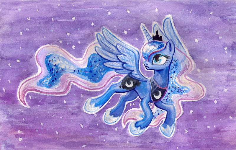 Size: 2009x1276 | Tagged: artist:kaermter, dead source, derpibooru import, princess luna, safe, solo, traditional art