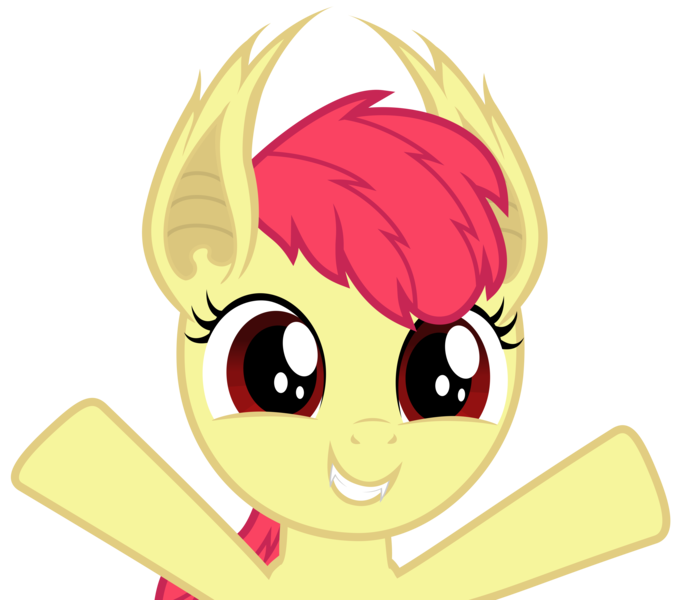 Size: 6000x5300 | Tagged: safe, artist:magister39, derpibooru import, apple bloom, bat pony, pony, absurd resolution, bloombat, missing accessory, race swap, simple background, solo, transparent background, vector