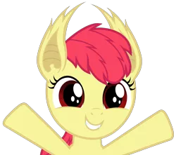Size: 6000x5300 | Tagged: safe, artist:magister39, derpibooru import, apple bloom, bat pony, pony, absurd resolution, bloombat, missing accessory, race swap, simple background, solo, transparent background, vector