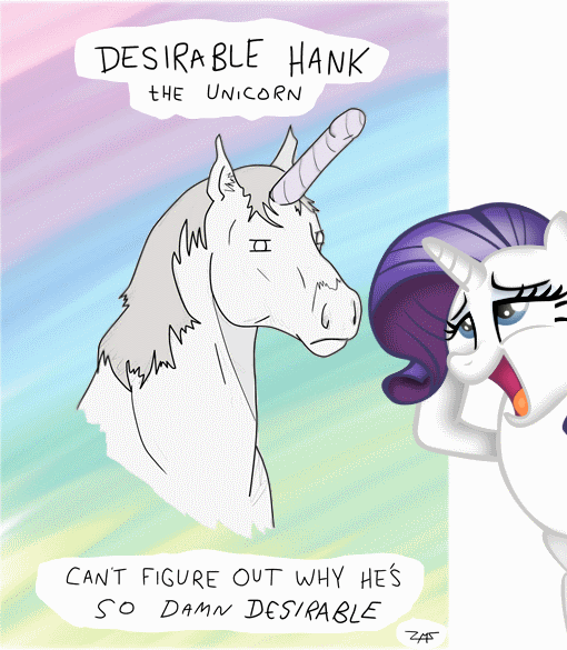 Size: 510x585 | Tagged: questionable, artist:zms, derpibooru import, edit, rarity, pony, unicorn, desirable, desirable hank the unicorn, dickhead, extra fabulous comics, female, male, mare, penis horn, phallic symbol, stallion