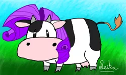 Size: 854x512 | Tagged: artist:seika, cow, derpibooru import, harvest moon, raricow, rarity, safe, solo, species swap, udder