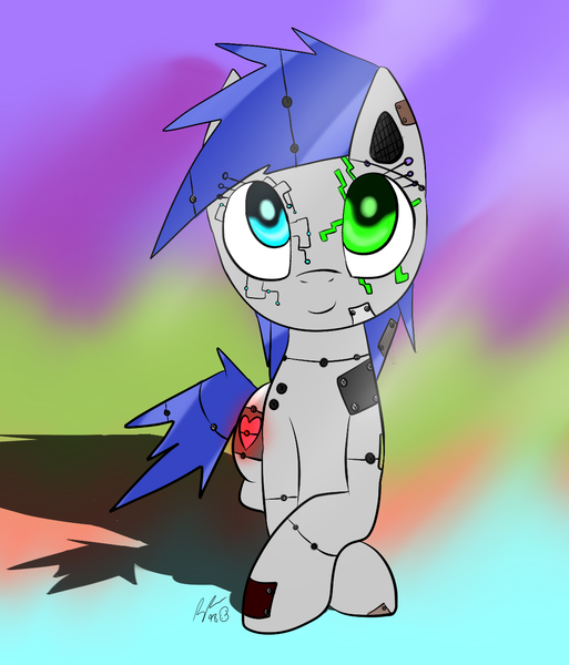 Size: 1069x1250 | Tagged: safe, artist:rainbowpotato98, derpibooru import, oc, unofficial characters only, pony, robot, robot pony, solo