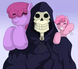 Size: 629x556 | Tagged: safe, artist:mr-101, derpibooru import, berry punch, berryshine, lich, skeleton, the adventures of damon lipton