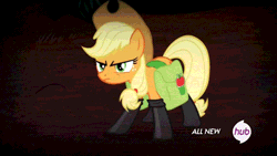 Size: 480x270 | Tagged: all new, animated, applejack, artist:supereffectivebros, chair, chairsaber, derpibooru import, edit, edited screencap, fireproof boots, general grievous, hoof hold, hub logo, jedi, lightsaber, lion tamer's chair, saddle bag, safe, screencap, solo, somepony to watch over me, star wars, text