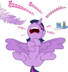 Size: 3029x3200 | Tagged: safe, artist:masterxtreme, derpibooru import, sniffles, twilight sparkle, twilight sparkle (alicorn), alicorn, pony, belly, female, fetish, mare, nostril flare, nostrils, plot, sneezing, sneezing fetish, sneezy, solo, spread legs, spread wings