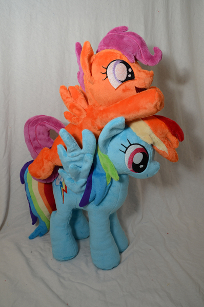 Size: 464x700 | Tagged: artist:makeshiftwings30, derpibooru import, irl, photo, plushie, rainbow dash, safe, scootaloo