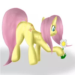 Size: 2000x2000 | Tagged: suggestive, artist:kriswanted, derpibooru import, fluttershy, featureless crotch, female, flower, grass, plot, solo, solo female