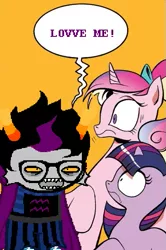 Size: 365x549 | Tagged: derpibooru import, edit, eridan ampora, exploitable meme, homestuck, meme, princess cadance, safe, screaming armor, screaming eridan, spoiler:comic, twilight sparkle