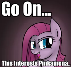 Size: 730x682 | Tagged: artist:wubcakeva, derpibooru import, image macro, meme, pinkamena diane pie, pinkie pie, safe, solo