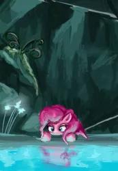 Size: 3500x5072 | Tagged: artist:clrb, cave, cave pool, derpibooru import, mirror pool, pinkie pie, safe, solo, too many pinkie pies