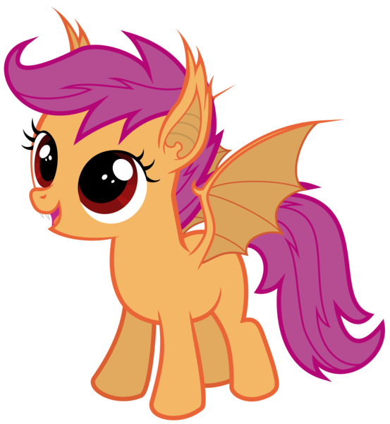 Size: 5534x6000 | Tagged: safe, artist:magister39, derpibooru import, scootaloo, bat pony, pony, vampony, absurd resolution, bat ponified, cute, cutealoo, fangs, looking up, open mouth, race swap, scootabat, simple background, smiling, solo, spread wings, transparent background, vector, wings