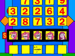 Size: 1024x768 | Tagged: artist:djgames, cover up, derpibooru import, game show, pinkamena diane pie, pinkie pie, safe, the price is right