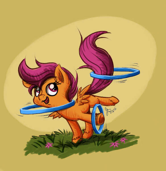 Size: 750x770 | Tagged: artist:jigglybelle, derpibooru import, loop-de-hoop, safe, scootaloo, solo, unshorn fetlocks