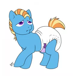 Size: 1235x1280 | Tagged: safe, artist:tatergator, derpibooru import, oc, unofficial characters only, pony, adoptable, baby, baby pony, diaper, diaper fetish, fetish, foal, poofy diaper, solo
