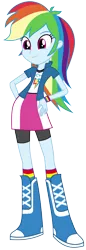 Size: 3060x8930 | Tagged: safe, artist:mewtwo-ex, derpibooru import, rainbow dash, equestria girls, .ai available, absurd resolution, boots, clothes, cute, dashabetes, hand on hip, simple background, skirt, smiling, solo, transparent background, vector